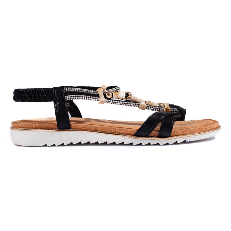 Sandalias negras con abalorios negro