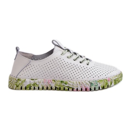 S.Barski Zapatos de Mujer con Cordones Fabricados en Piel Natural, Blanco Farnalea