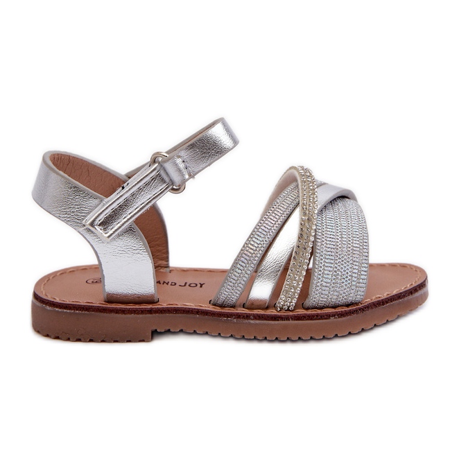 Sandalias Niña Velcro Plata Brillante Delphina