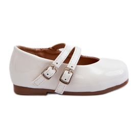 Bailarinas infantiles de charol con rayas blanco Margenis
