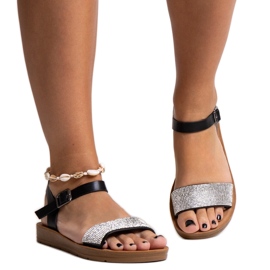 Sandalias negras con circonitas Estellaria negro