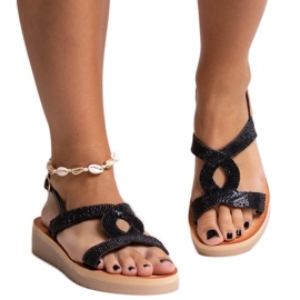 Sandalias de plataforma negras con pedrería Mifsa negro