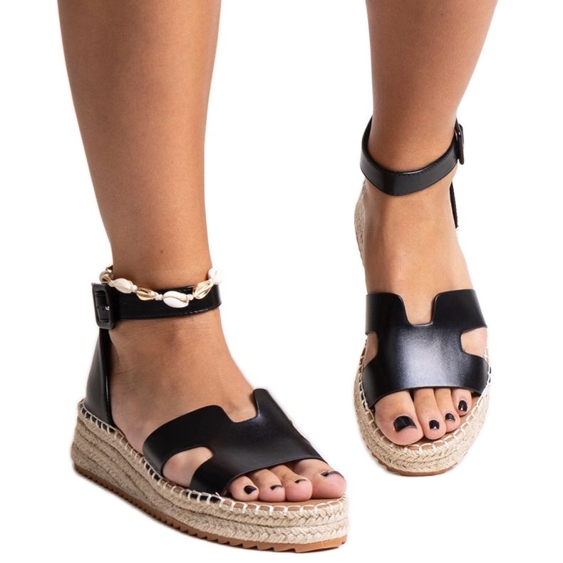 Sandalias cuña Laurencia negra negro