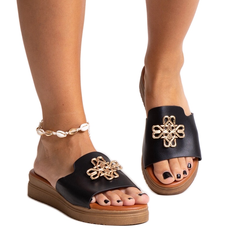 Chanclas de plataforma negras con hebilla Nibal negro