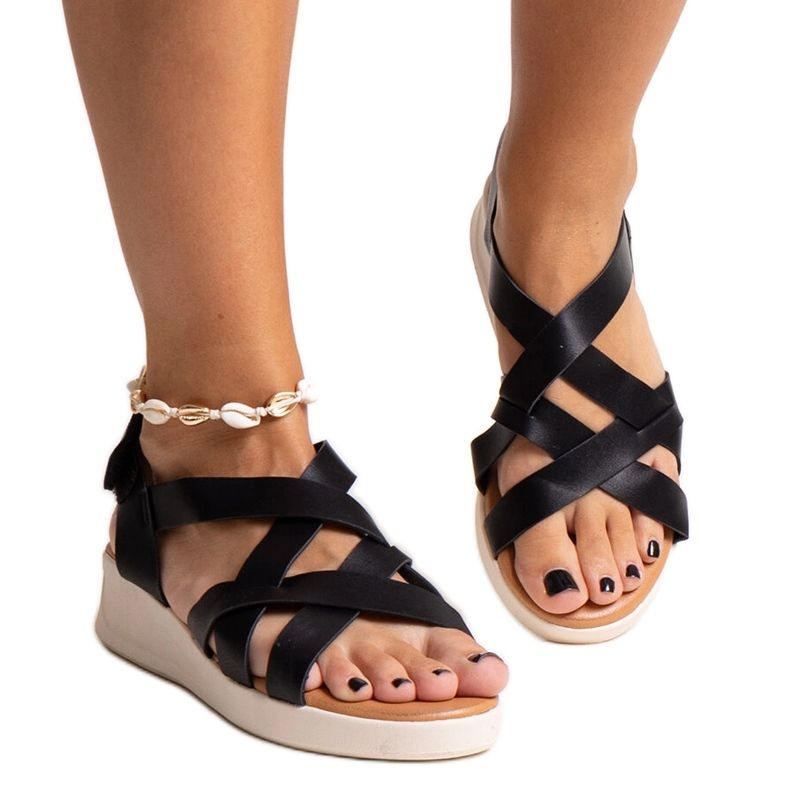 Sandalias negras de cuña baja de Jamel negro