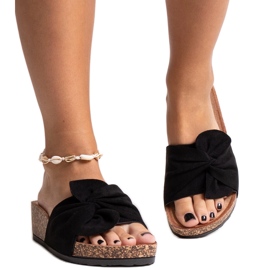 Babuchas negras con cuña Ghaza de corcho negro