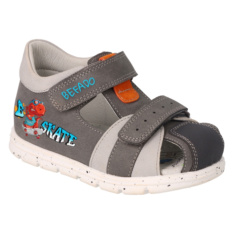Sandalias infantiles befado, aplicación de piel con velcro, 170X087, gris Sandalias infantiles befado, aplicación de piel con velcro, 170X087, gris
