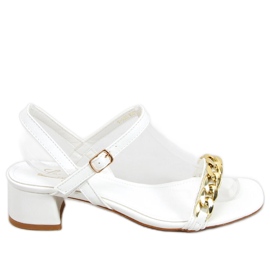 Sandalias de tacón bajo de Daphne White blanco Sandalias de tacón bajo de Daphne White blanco