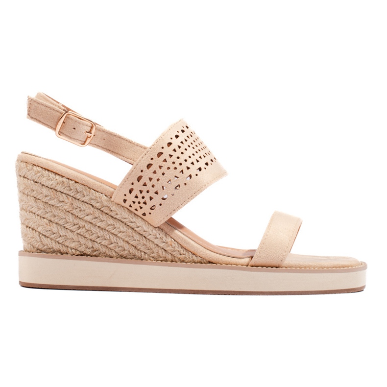Sandalias cuña mujer beige