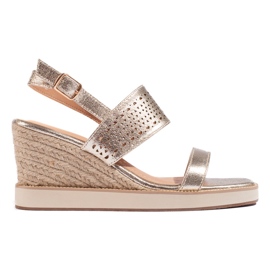 Sandalias cuña mujer doradas dorado