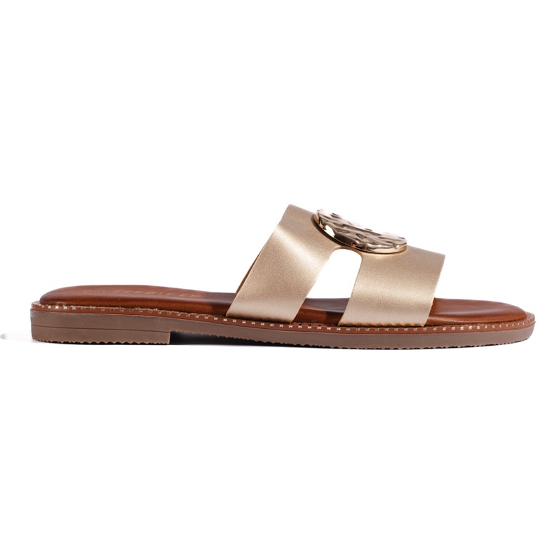 Chanclas de mujer clásicas doradas. dorado