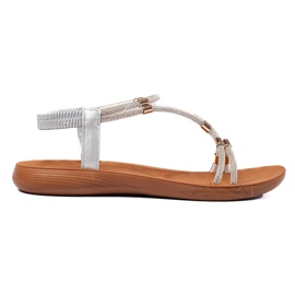 Sandalias planas brillo plata