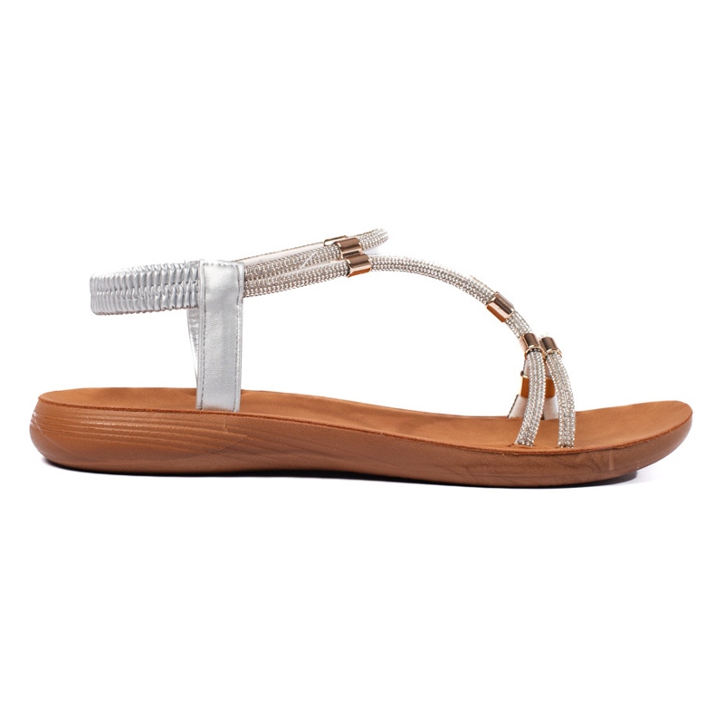 Sandalias planas brillo plata