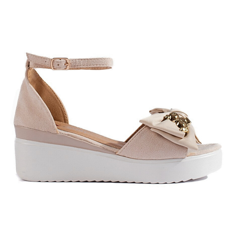 Seastar Sandalias cuña mujer beige con lazo