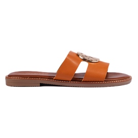 Chanclas de mujer elegantes color camel marrón