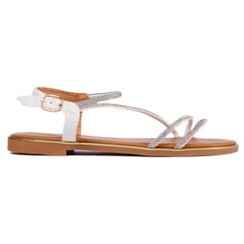 Sandalias mujer blancas brillo blanco