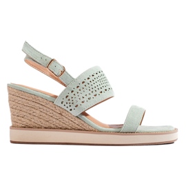 Sandalias cuña mujer verdes