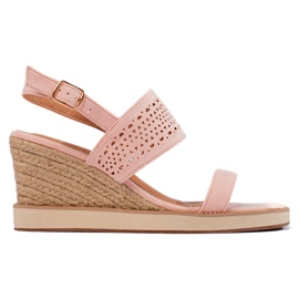 Sandalias cuña mujer rosa