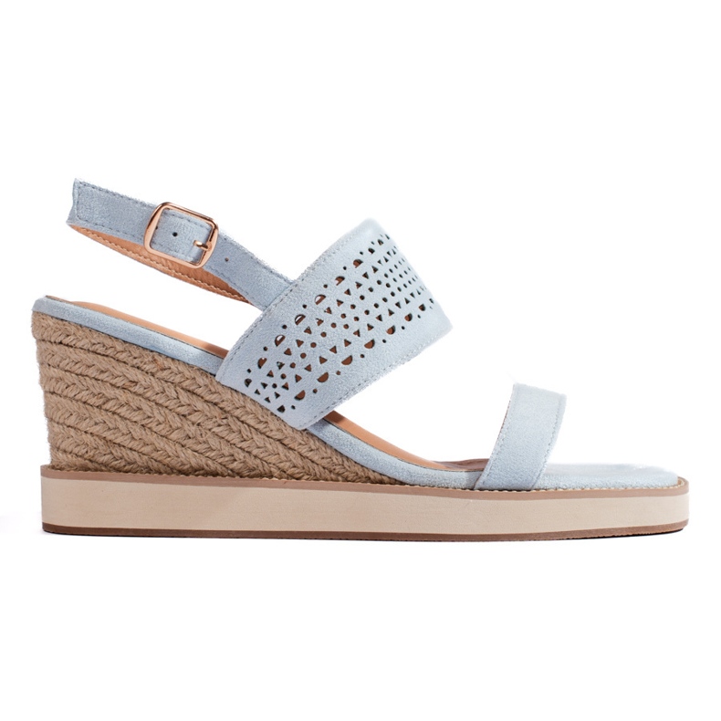 Sandalias cuña mujer azules