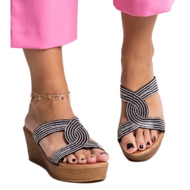 Mules de cuña negros con strass Antuanet