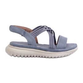 Sandalias Cómodas De Mujer Con Velcro Azul Eladora
