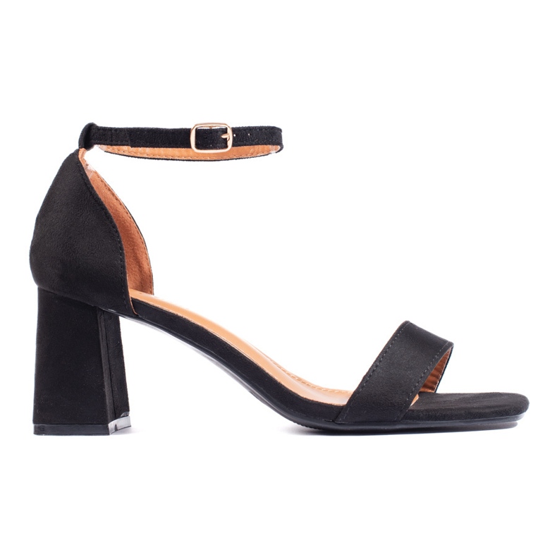 Sandalias tacón mujer ante negro