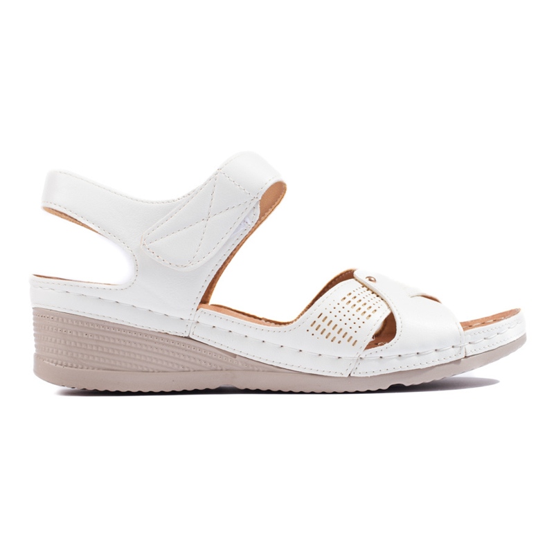 Sandalias cuña mujer velcro blancas blanco