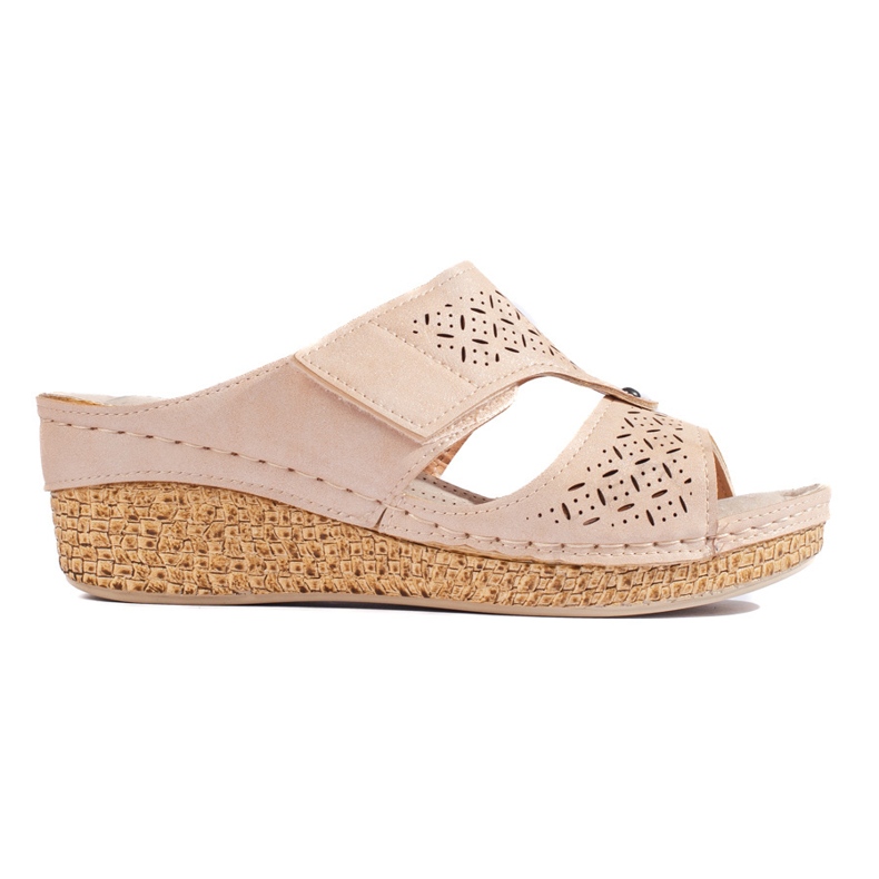 Sandalias cuña mujer beige