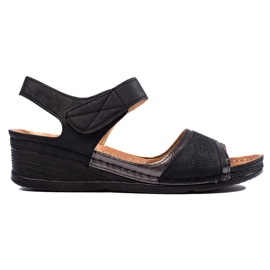 Sandalias de mujer negras con velcro negro