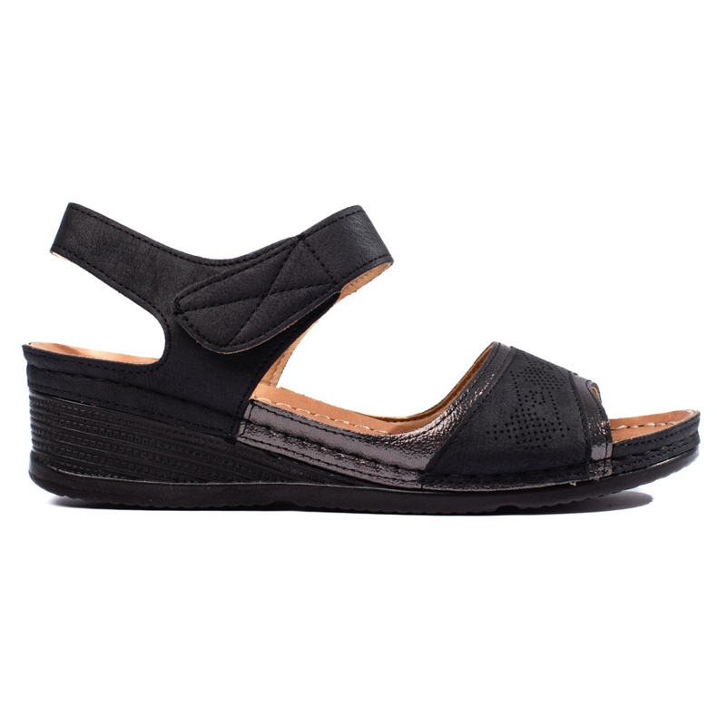 Sandalias de mujer negras con velcro negro