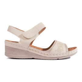 Sandalias mujer beige con velcro