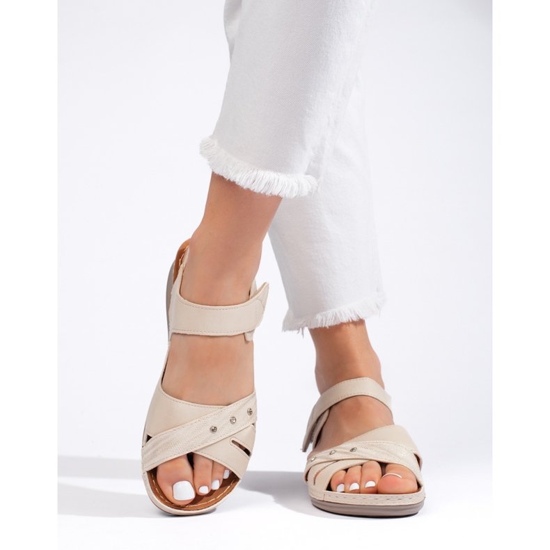 Sandalias plataforma mujer beige claro