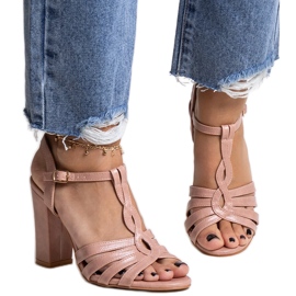 Sandalias de tacón rosa de Mikaii rosado