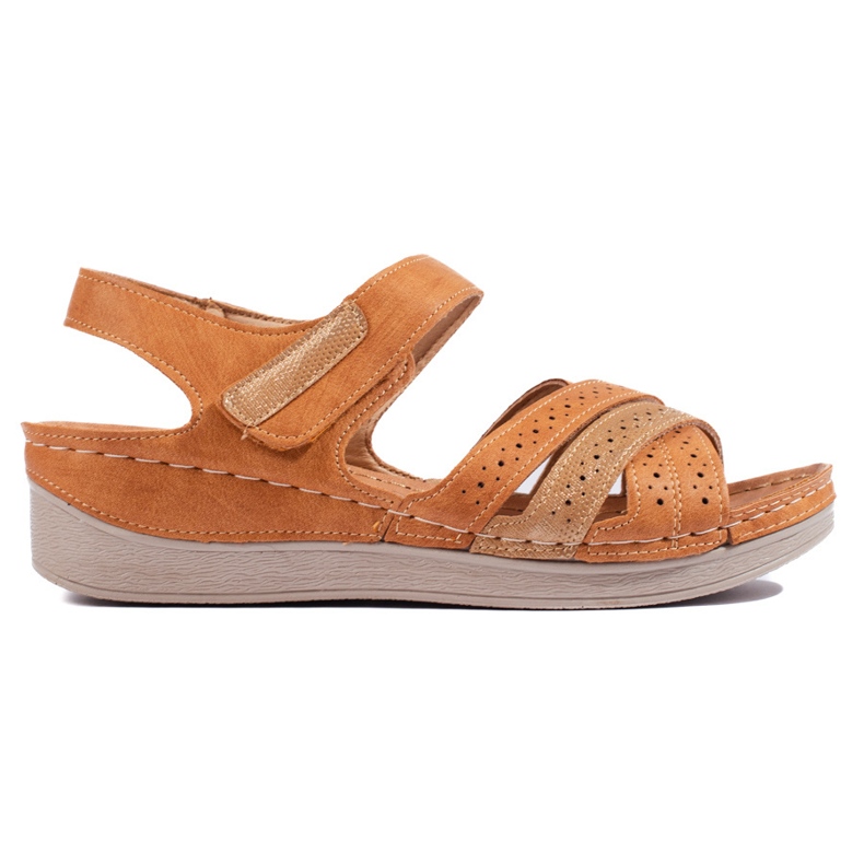 Sandalias mujer velcro marrones marrón