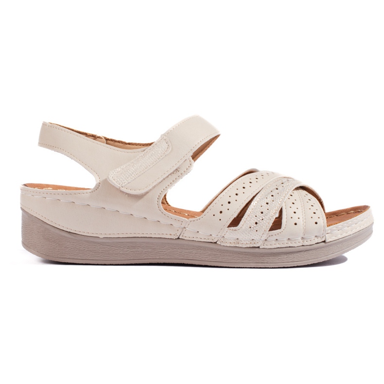 Sandalias mujer velcro beige