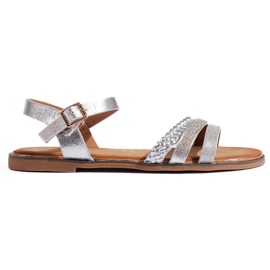 Sandalias planas mujer plateadas plata