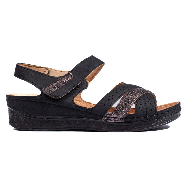 Sandalias mujer velcros negras negro