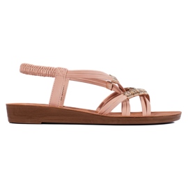 Sandalias slip-on blancas con tiras entrelazadas rosado