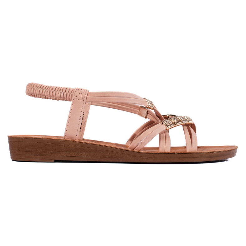Sandalias slip-on blancas con tiras entrelazadas rosado