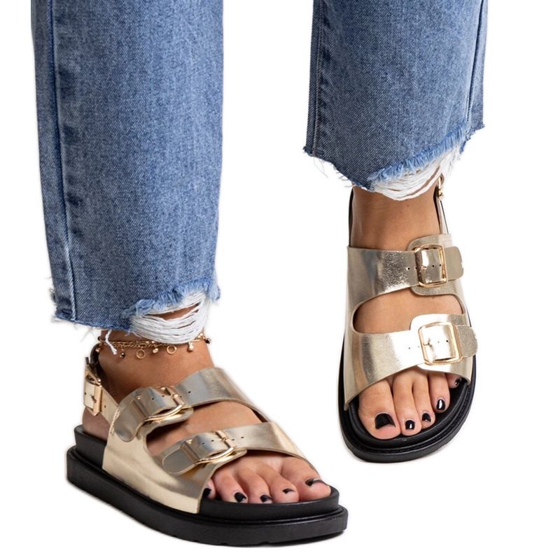 Sandalias Bashera plataforma dorada dorado