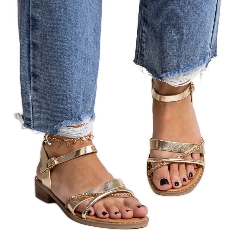 Sandalias de tacón doradas con circonitas Elanoria dorado Sandalias de tacón doradas con circonitas Elanoria dorado