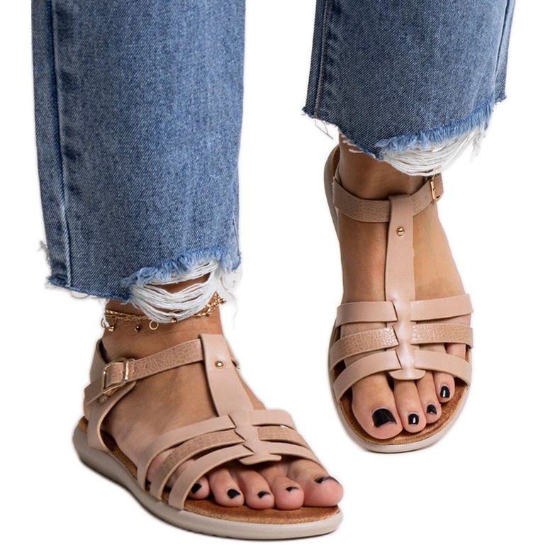Sandalias de piel ecológica rosas de Grimalda rosado