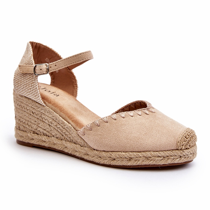 Sandalias Alpargata Cuña Ante Con Trenza Beige Raylin