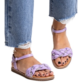 Sandalias moradas decoradas con circonitas Giada violeta