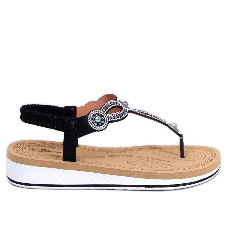 Harani Sandalias chanclas negras con circonitas negro