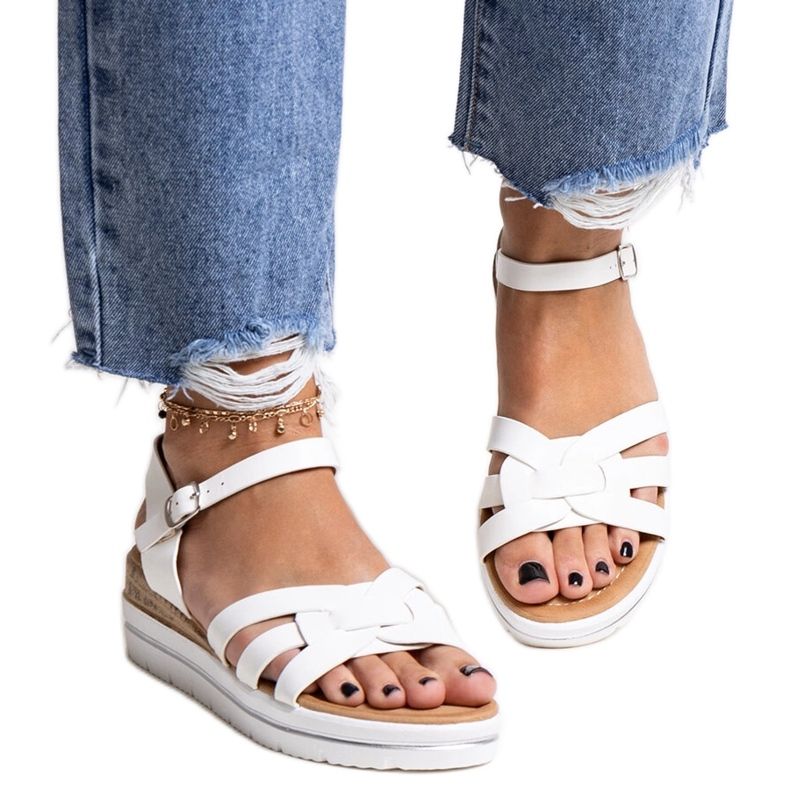 Sandalias cuña baja Hikma blancas blanco Sandalias cuña baja Hikma blancas blanco