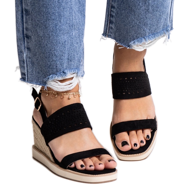 Sandalias cuña Muhja negras negro