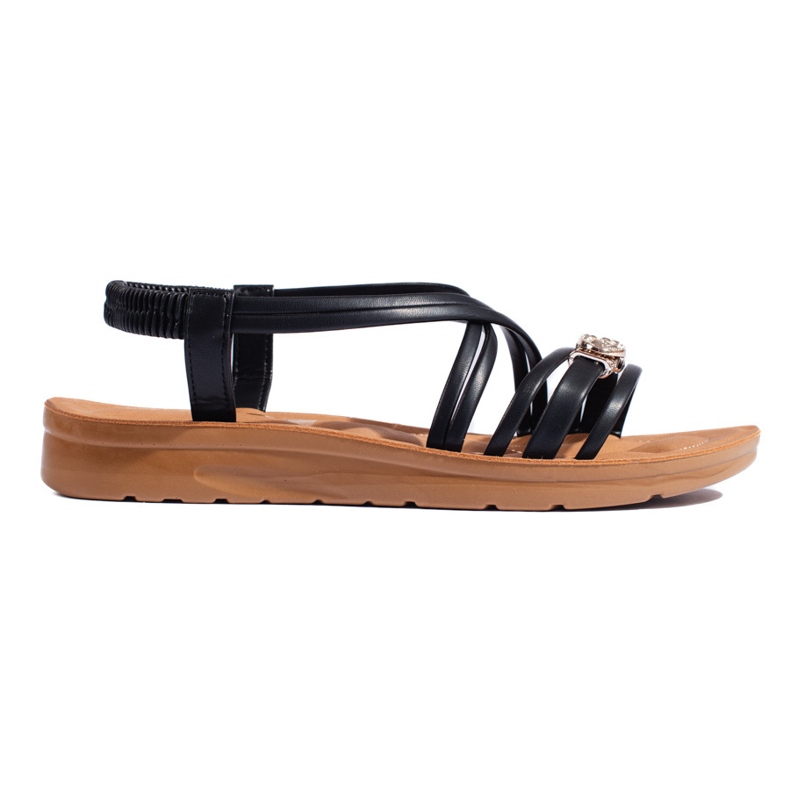 Sandalias de mujer negras con suela gruesa. negro