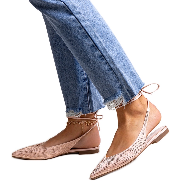 Bailarinas Safine con cordones rosa y pedrería rosado Bailarinas Safine con cordones rosa y pedrería rosado