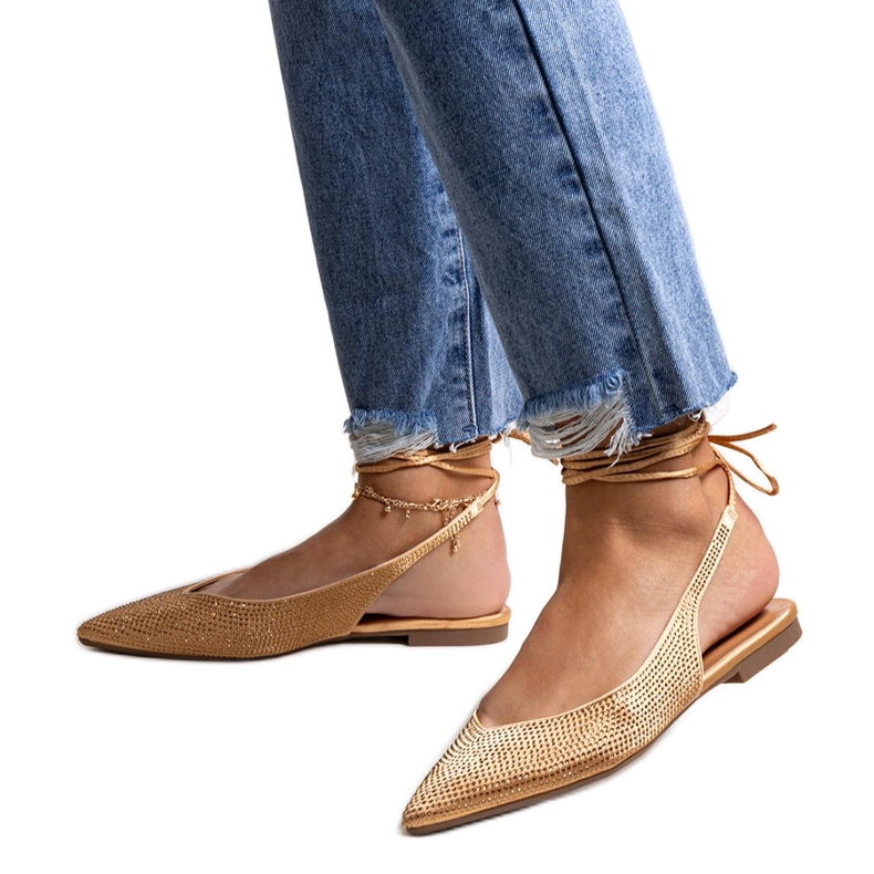 Bailarinas Safine con cordones dorado y circonitas Bailarinas Safine con cordones dorado y circonitas